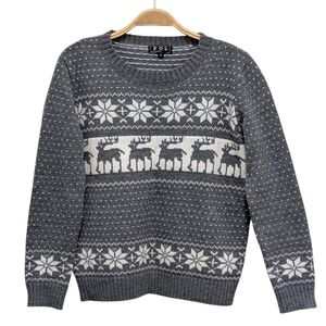 Pol Reindeer Snowflake Festive Holiday Christmas CabinLodge Sweater Small